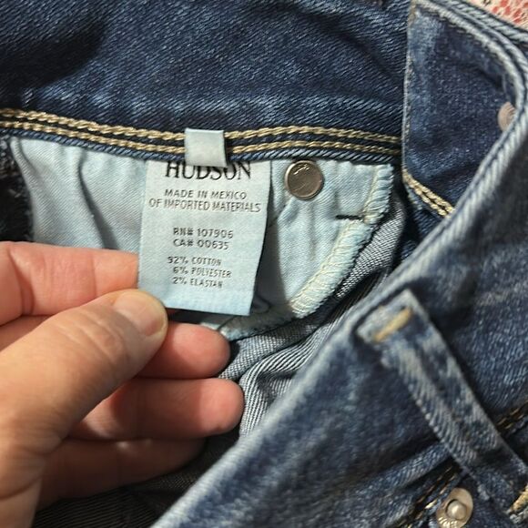 Hudson 25 Collin Flap Skinny Ankle Blue Stretch Designer Jeans - Picture 10 of 13